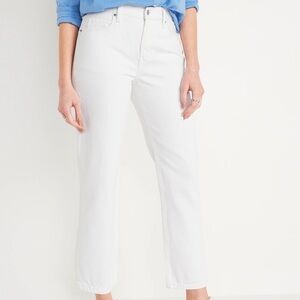 Old Navy Women Plus SZ 24 White High Rise Slouchy Straight Denim Jeans NWT